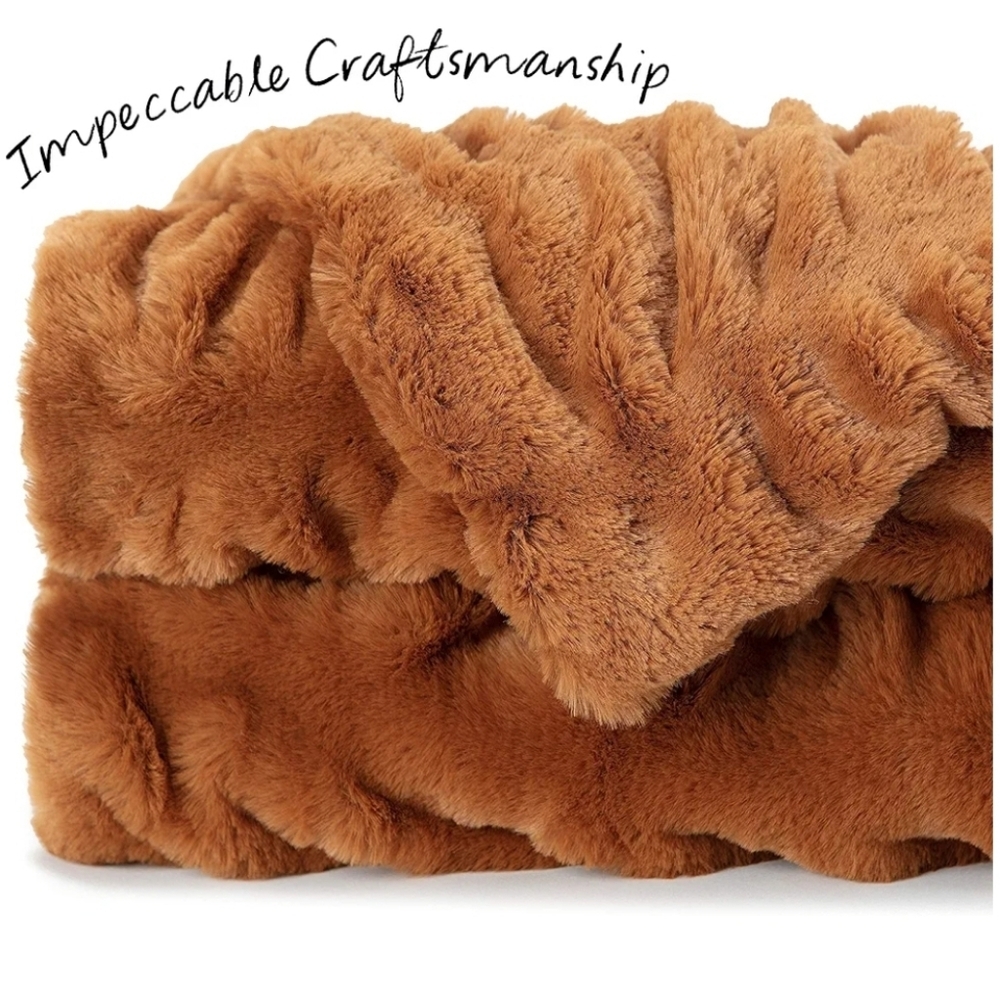 Luxurious Orange "Cathy Spice" Faux Fur Throw Blanket - Picture 4 of 15
